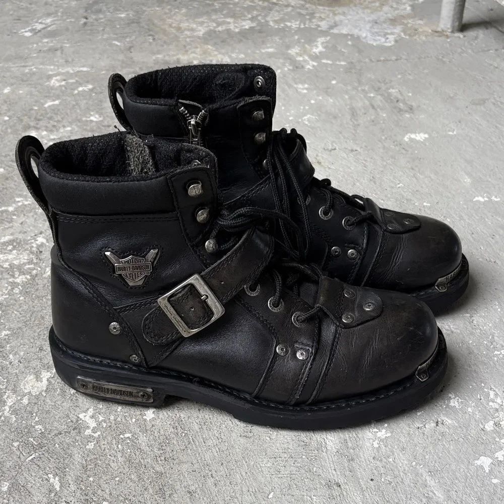 Vintage Harley Davidson, biker boots